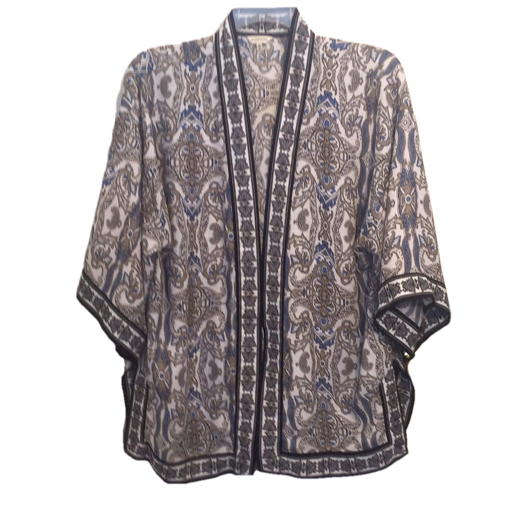 MAX STUDIO L KIMONO STYLE  PIT TO PIT 25” Open Front Flowy  Oversized PREWORN